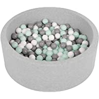 Los mejores  - Selonis Blanda Piscina De Espuma 90X30cm-200 Bolas para Bebé Niño Redonda- Gris Clr:Blanco-Gris-Menta